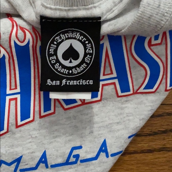 Unisex size small red white and blue Thrasher Tee - Picture 3 of 3